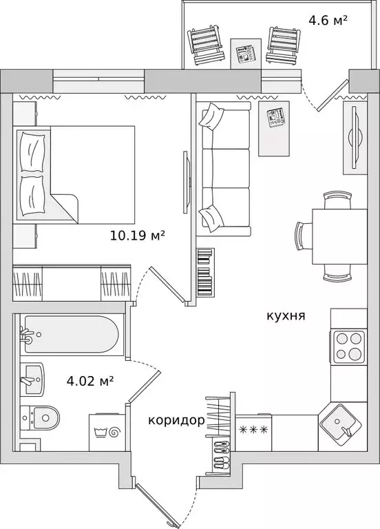 1-комнатная квартира: Бугры, жилой комплекс Новые Горизонты (33.3 м) - Фото 0
