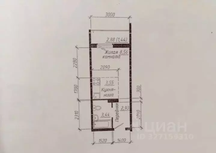 Студия Новосибирская область, Новосибирск ул. Забалуева, 90 (19.0 м) - Фото 2