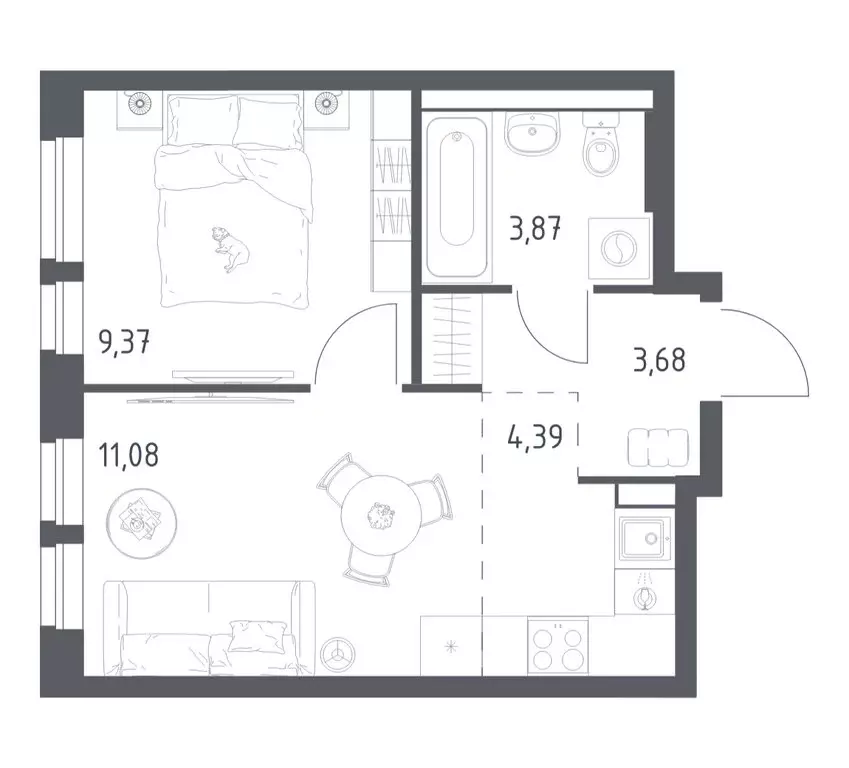 1-комнатная квартира: Балашиха, жилой комплекс Квартал Авиаторов, к2 ... - Фото 1