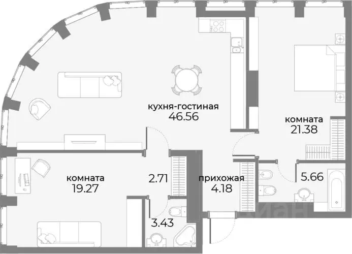 2-к кв. Москва Дружинниковская ул., 15 (106.8 м) - Фото 0