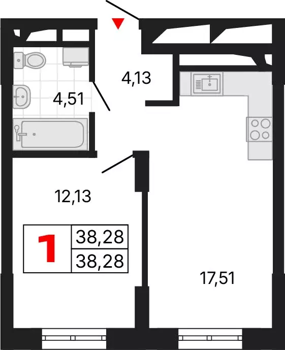 1-комнатная квартира: Екатеринбург, Комсомольская улица, 72А (38.28 м) - Фото 1