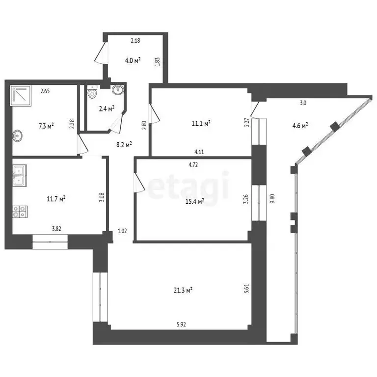 3-комнатная квартира: Омск, 3-я Енисейская улица, 28 (81.4 м) - Фото 1