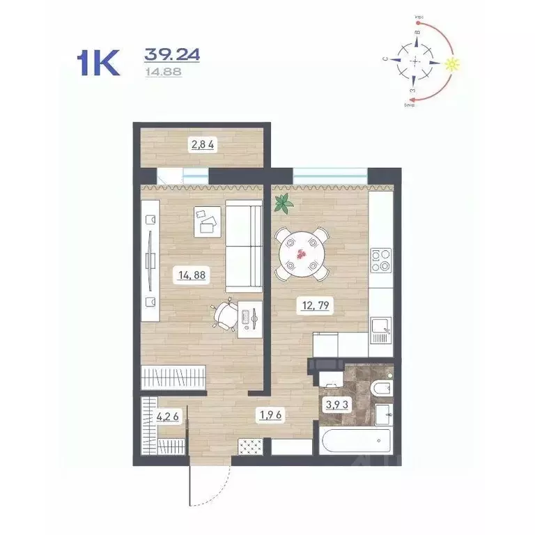 1-к кв. Новосибирская область, Новосибирск ул. Забалуева, с10 (39.24 ... - Фото 0