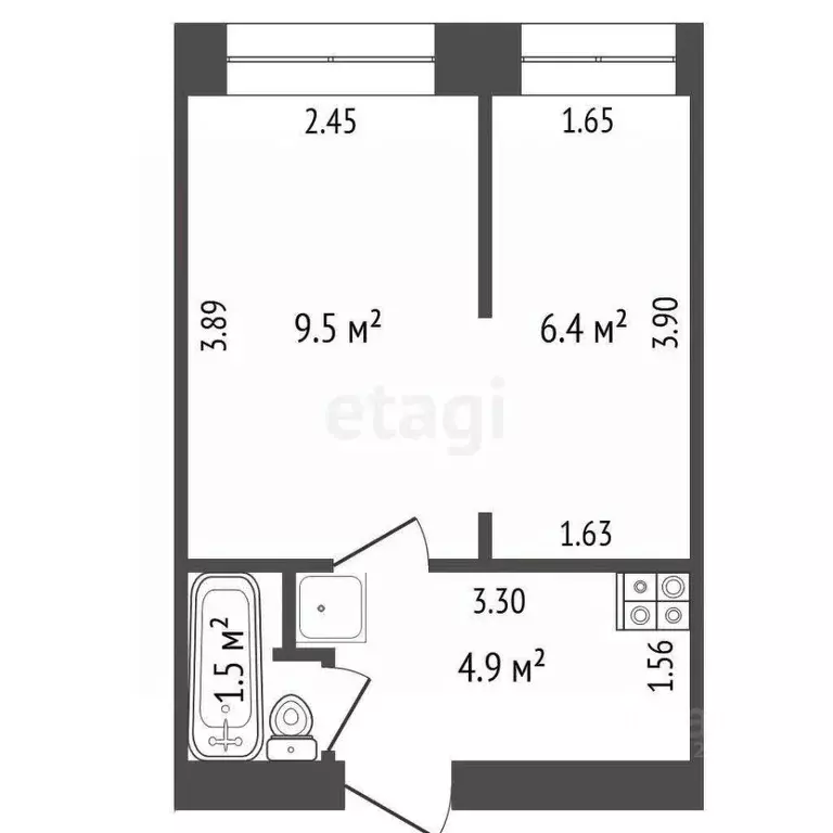 2-к кв. Башкортостан, Стерлитамак ул. Дружбы, 36Б (22.3 м) - Фото 1