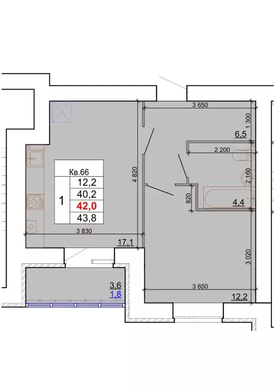 1-к кв. Костромская область, Кострома Кинешемское ш., 88 (42.0 м) - Фото 0