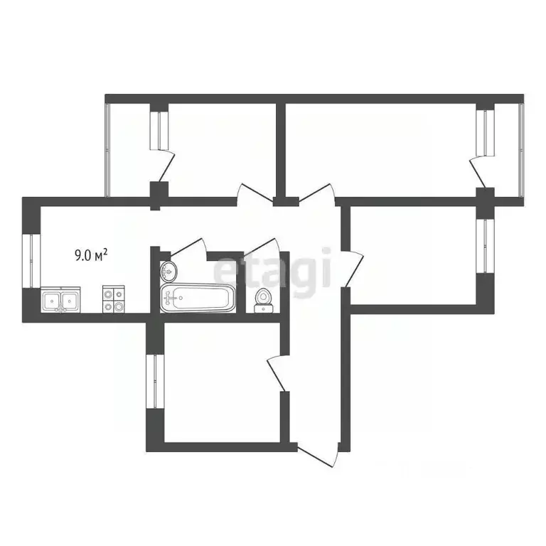 4-к кв. Белгородская область, Белгород ул. Щорса, 46 (80.0 м) - Фото 2