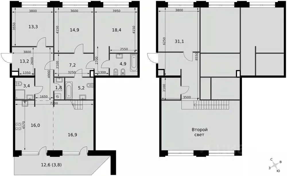 4-к кв. Москва ул. Шеногина, 2 (150.1 м) - Фото 1