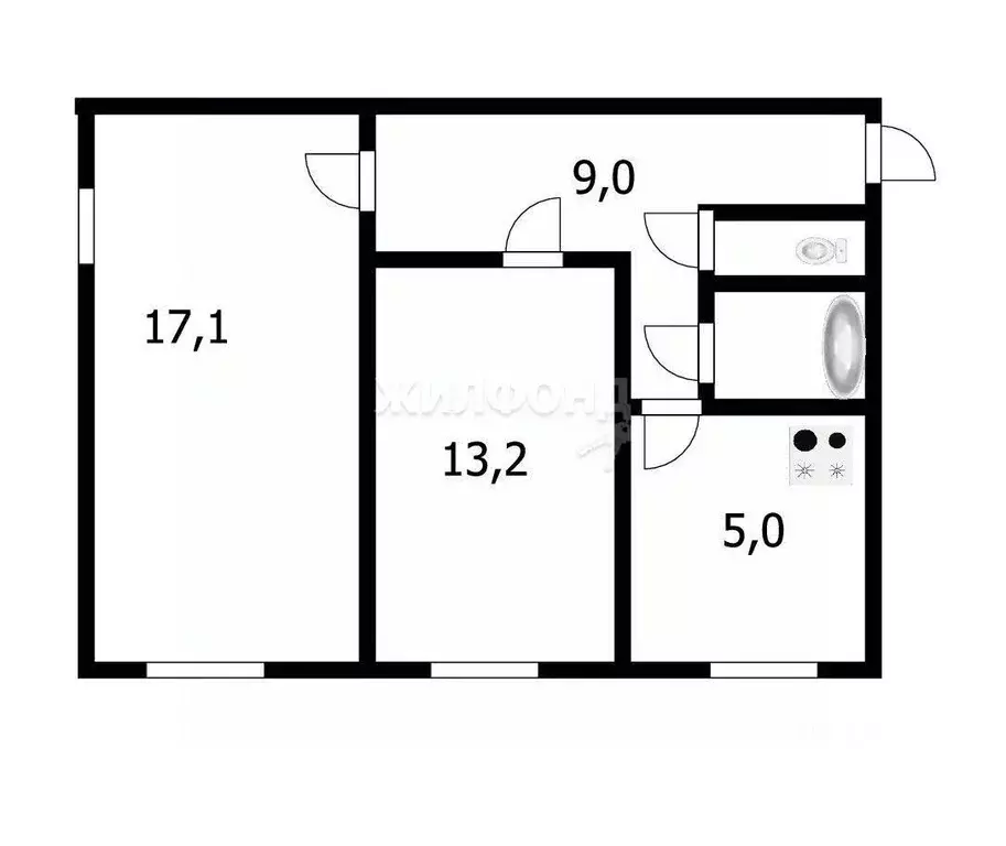 2-к кв. Новосибирская область, Новосибирск ул. Петухова, 94 (43.7 м) - Фото 0