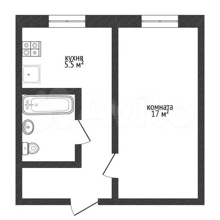 1-к. квартира, 31 м, 1/5 эт. - Фото 0