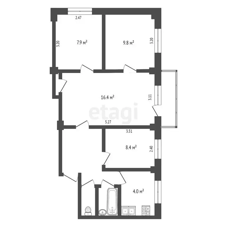 4-комнатная квартира: Калуга, улица Пухова, 3 (59 м) - Фото 0