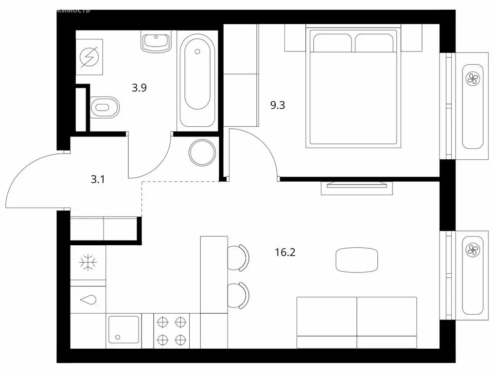 1-комнатная квартира: посёлок городского типа Боброво, ЖК Восточное ... - Фото 1