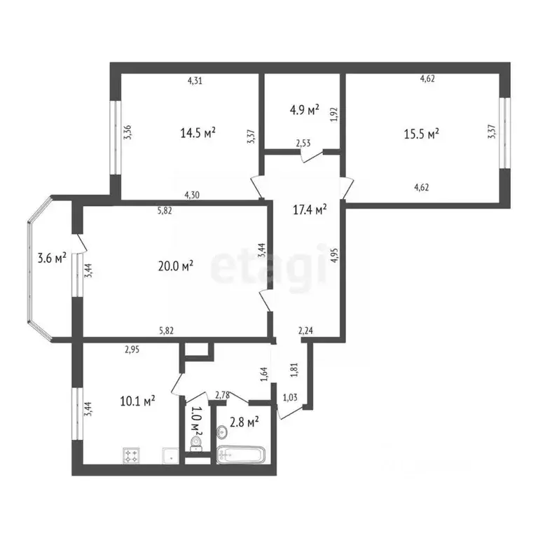 3-к кв. Санкт-Петербург 5-й Предпортовый проезд, 10к1 (86.2 м) - Фото 2