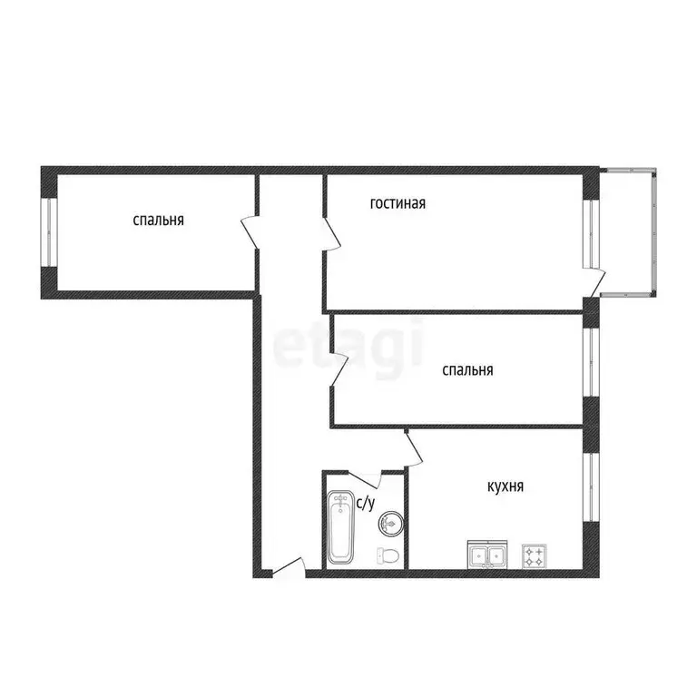 3-комнатная квартира: Кыштым, улица Ленина, 18 (61.1 м) - Фото 0