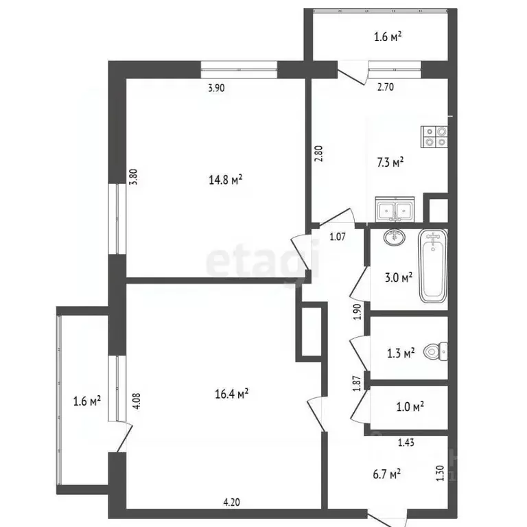 2-к кв. Самарская область, Самара ул. Свободы, 79 (50.5 м) - Фото 2