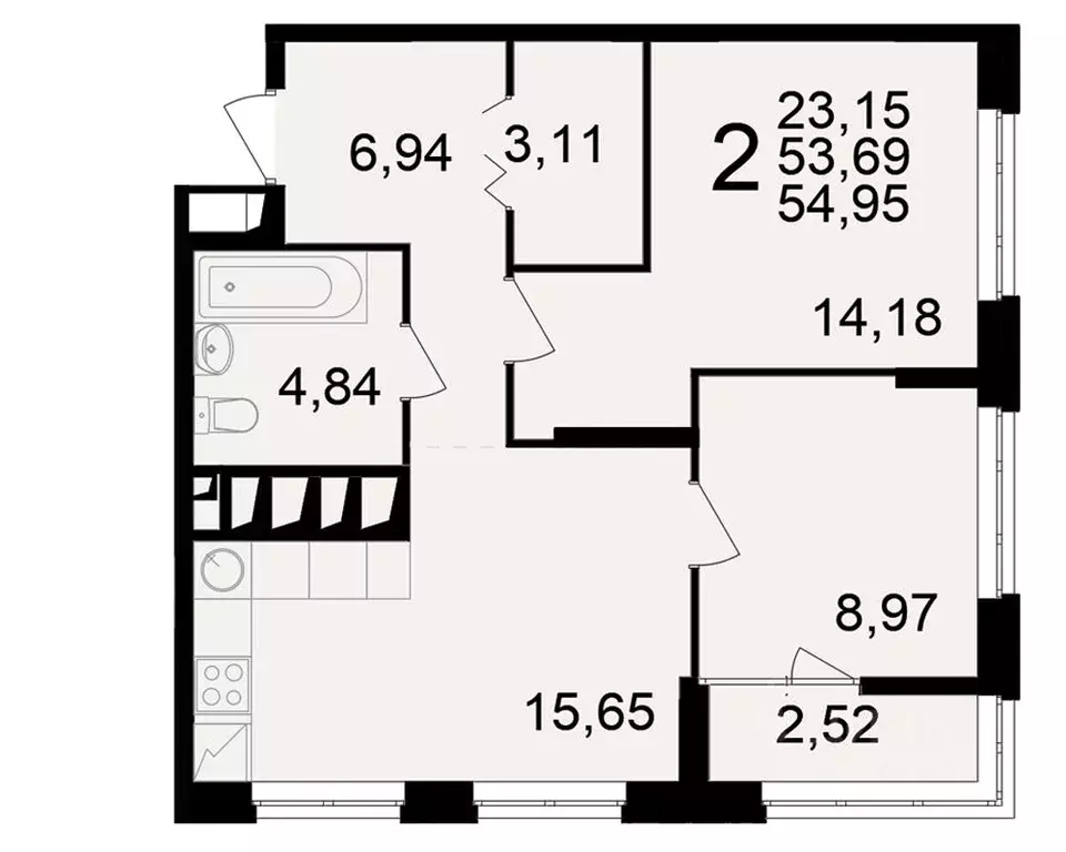 2-к кв. Рязанская область, Рязань ул. Чкалова (53.69 м) - Фото 0