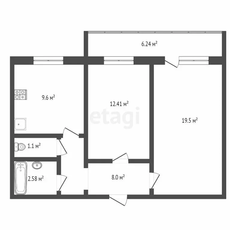 2-комнатная квартира: Ульяновск, Камышинская улица, 6 (53.3 м) - Фото 1