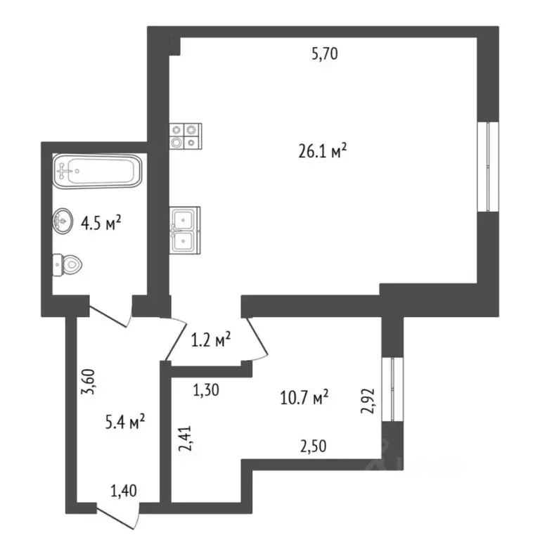 1-к кв. Тюменская область, Тюменский муниципальный округ, Боровский ... - Фото 2