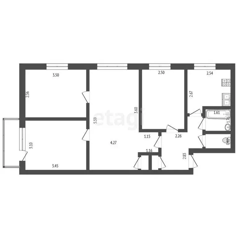 4-комнатная квартира: Кемерово, улица Веры Волошиной, 6А (62 м) - Фото 0