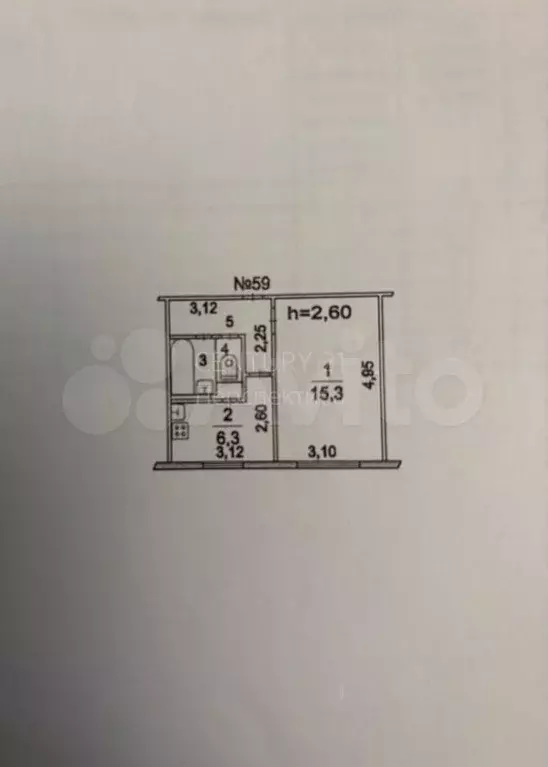 1-к. квартира, 29,4 м, 5/5 эт. - Фото 0