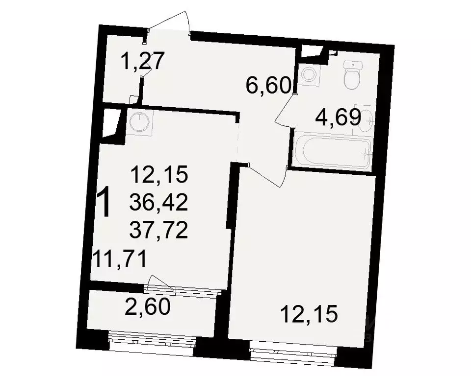 1-к кв. Рязанская область, Рязань Черновицкая ул. (36.42 м) - Фото 0