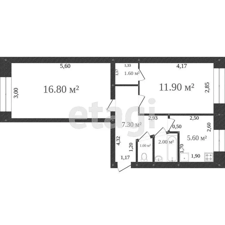 2-комнатная квартира: Ишим, улица Шаронова, 5 (46.2 м) - Фото 1