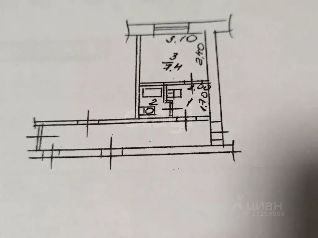 Студия Липецкая область, Липецк Юношеская ул., 23А (14.0 м) - Фото 1