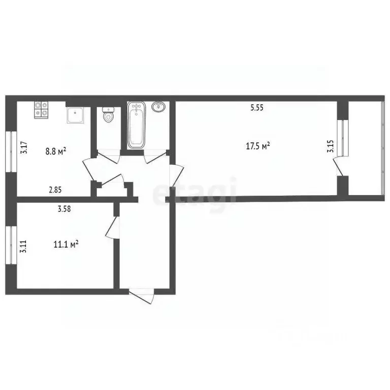 2-к кв. Ямало-Ненецкий АО, Муравленко ул. Ленина, 62 (51.2 м) - Фото 1