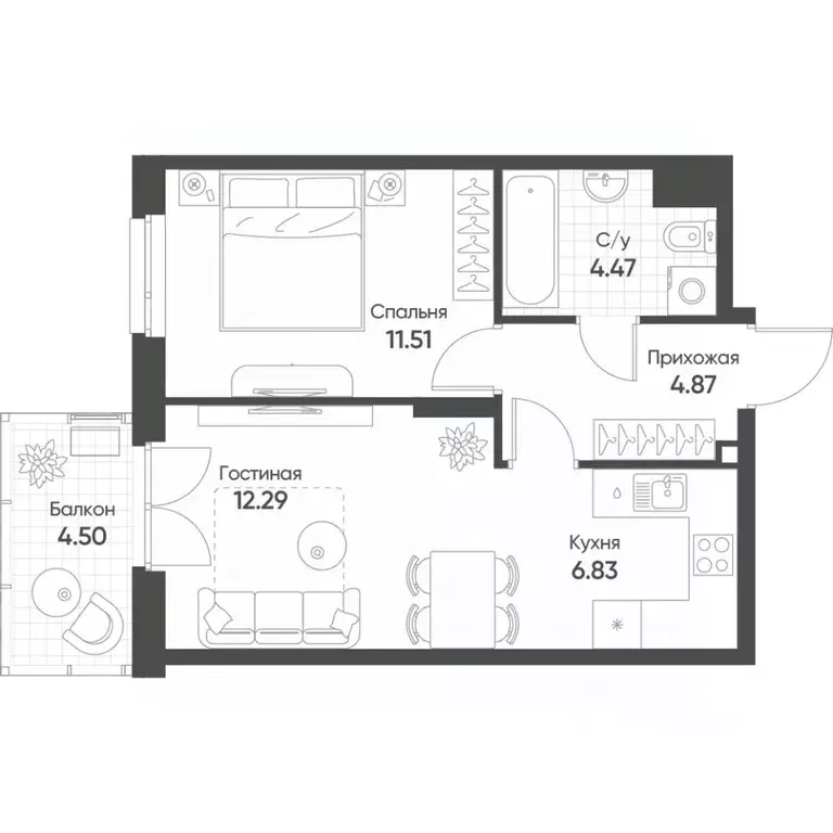 2-к кв. Татарстан, Казань ул. Гаврилова, 5Вк2 (41.3 м) - Фото 0