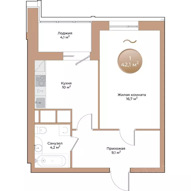 1-к кв. Красноярский край, Красноярск ул. Партизана Железняка (42.1 м) - Фото 1