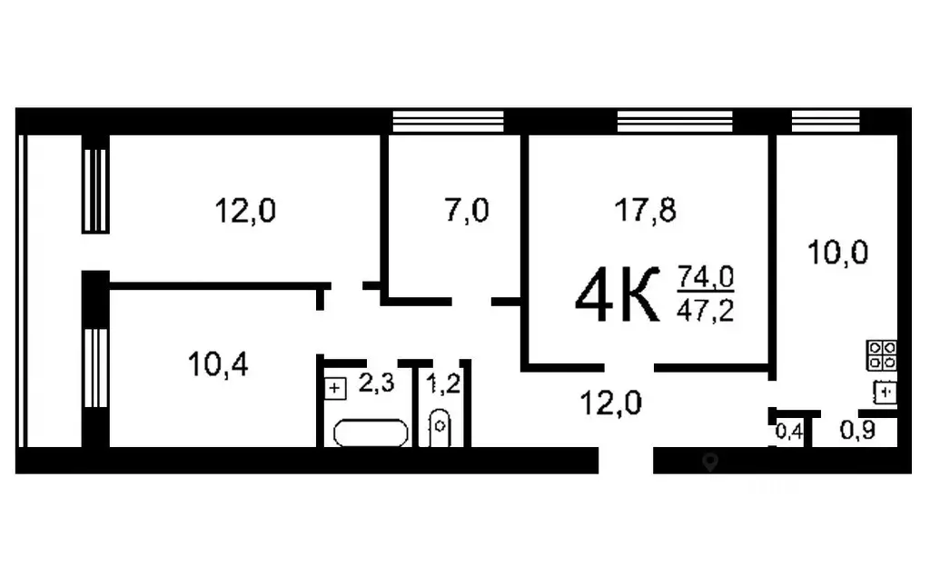 4-к кв. Нижегородская область, Кстово 2-й мкр, 4 (75.1 м) - Фото 1