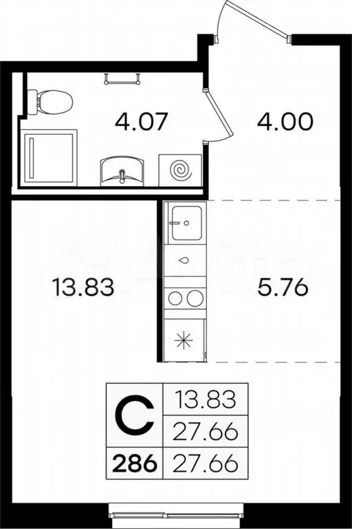 Квартира-студия, 27,7 м, 7/9 эт. - Фото 0