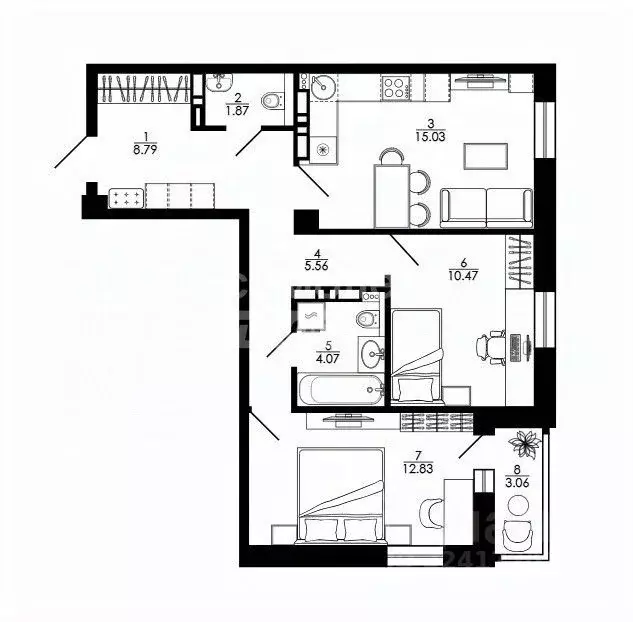 2-к кв. Липецкая область, Липецк Ленина-Соборная пл. (60.24 м) - Фото 1