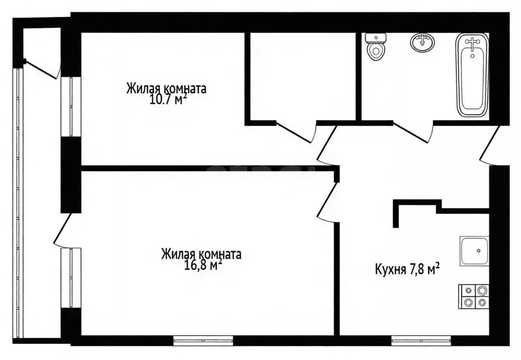 2-к кв. Ярославская область, Ярославль ул. Ухтомского, 1к2 (48.0 м) - Фото 2
