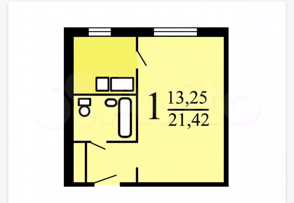 1-к. квартира, 21,4 м, 1/9 эт. - Фото 0