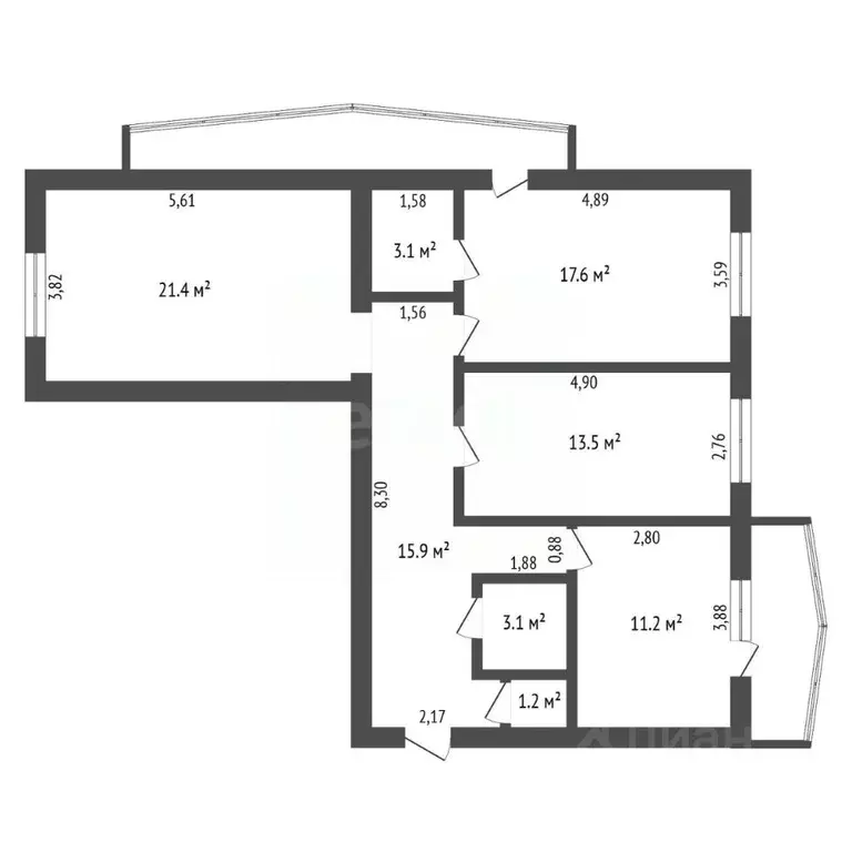 3-к кв. Амурская область, Благовещенск ул. Горького, 172 (91.0 м) - Фото 1