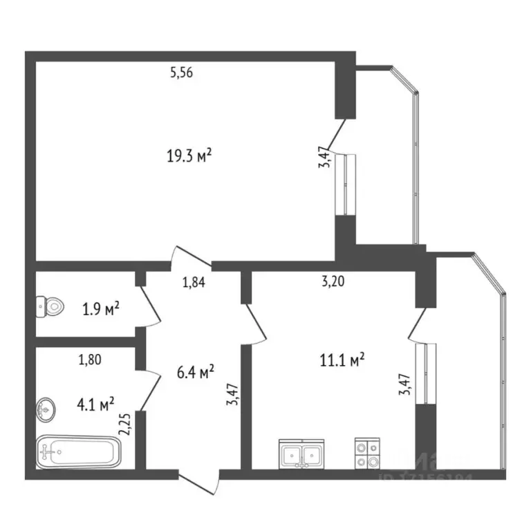 1-к кв. Тюменская область, Тюмень Широтная ул., 167 (42.8 м) - Фото 2