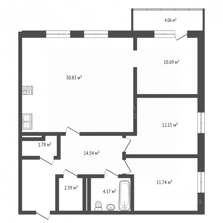 3-к кв. Тюменская область, Тюмень ул. 2-я Луговая, 24к2 (90.0 м) - Фото 2