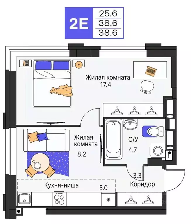 2-к кв. Пермский край, Пермь ул. Карла Модераха, 7 (38.6 м) - Фото 1