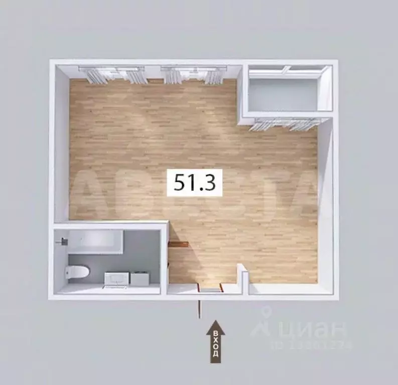 Свободной планировки кв. Омская область, Омск ул. Крупской, 13А (56.0 ... - Фото 2