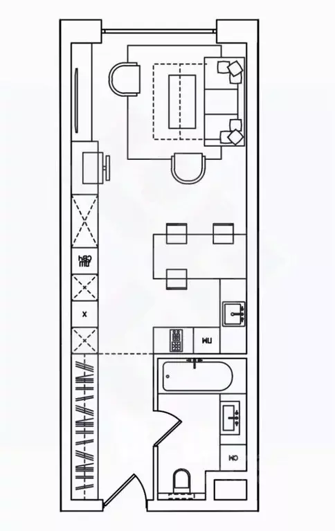 Студия Москва просп. Академика Сахарова, 7 (44.7 м) - Фото 1