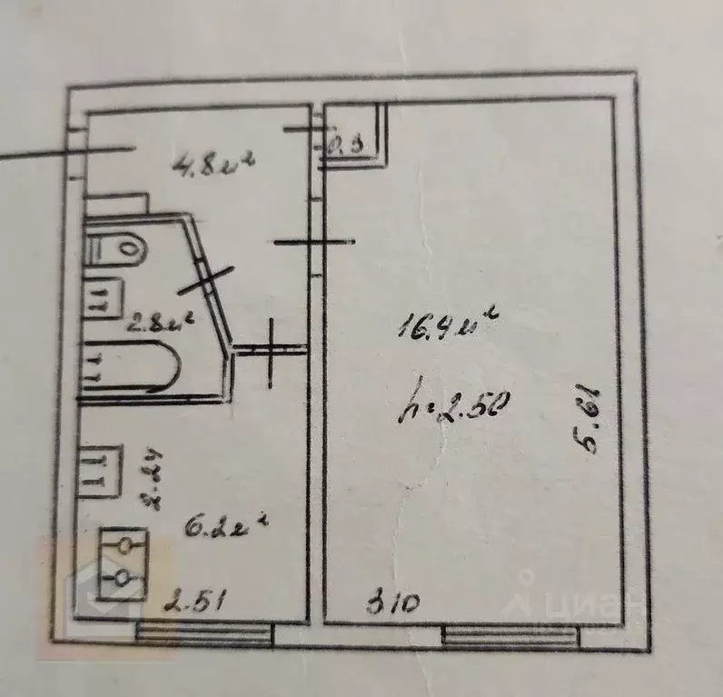 1-к кв. Севастополь просп. Октябрьской Революции, 35 (30.5 м) - Фото 1