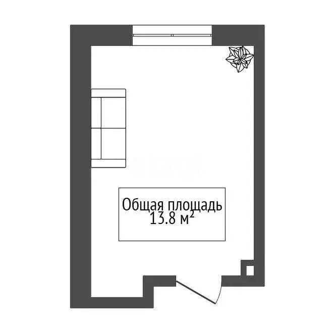 1к в -комнатной квартире (13.8 м) - Фото 0