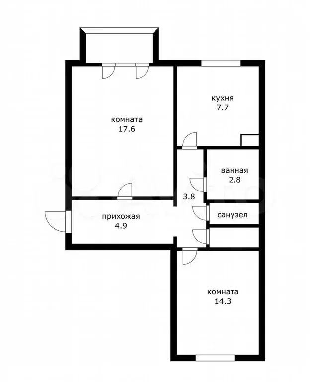 2-к. квартира, 53 м, 2/5 эт. - Фото 0