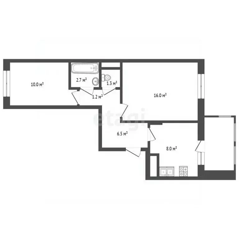 2-к кв. Московская область, Видное ул. Святослава Рихтера, 6 (46.4 м) - Фото 2