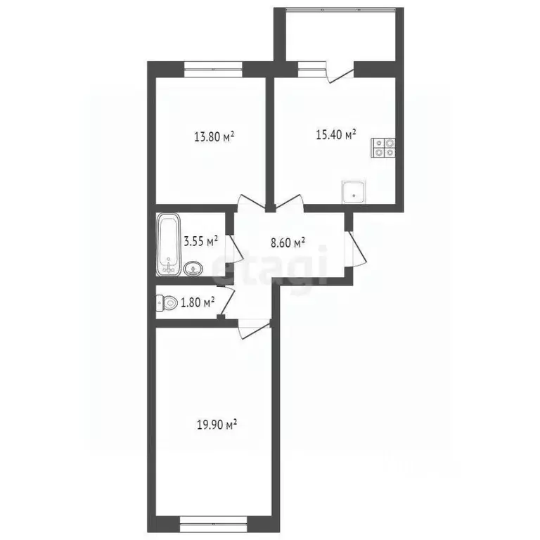2-к кв. Чувашия, Чебоксары ул. И.П. Прокопьева, 13 (63.6 м) - Фото 2