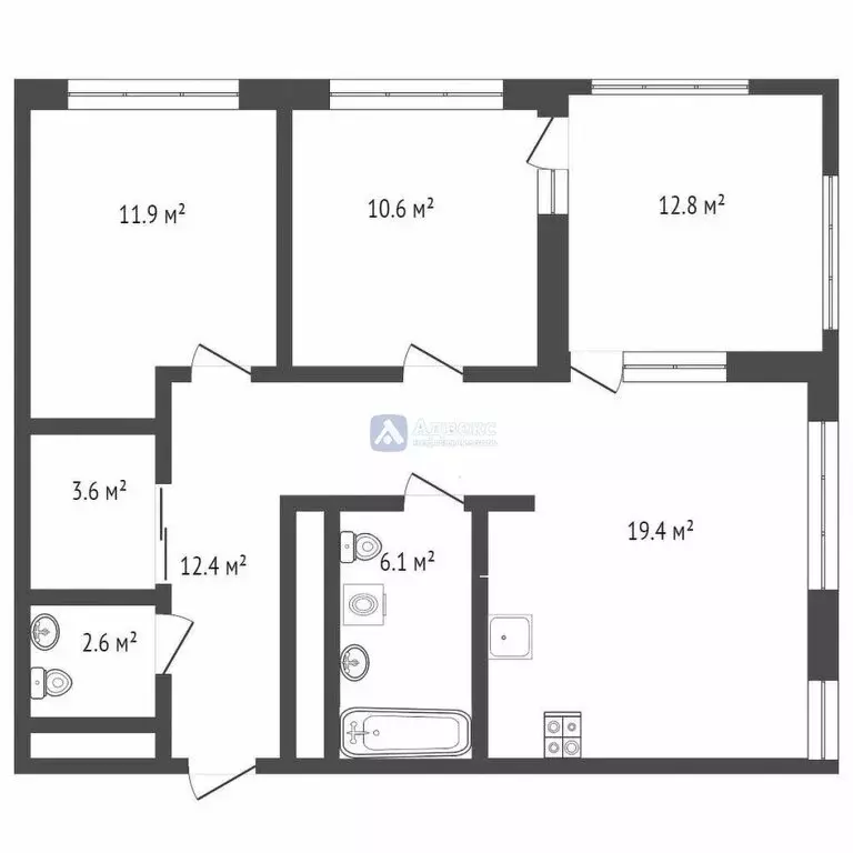 2-комнатная квартира: Тюмень, улица Муравленко, 9к1 (79.32 м) - Фото 0