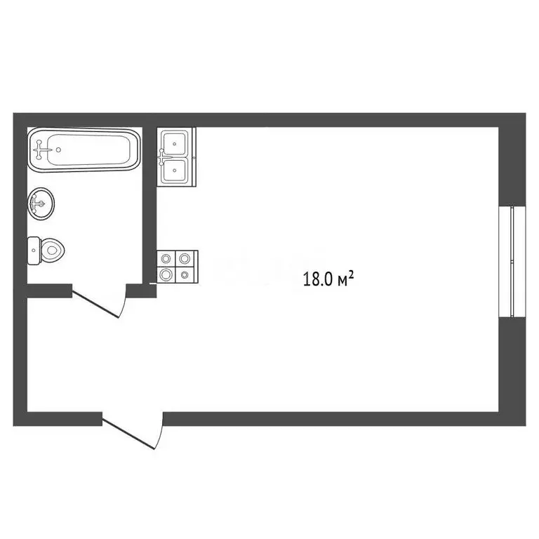 1к в -комнатной квартире (17.5 м) - Фото 1