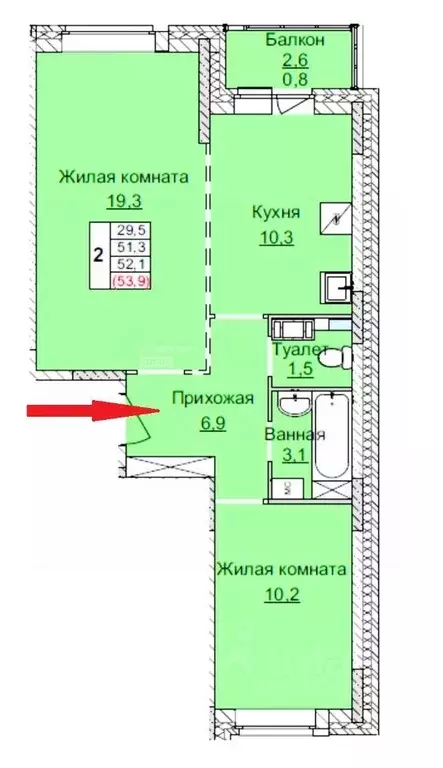 2-к кв. Московская область, Мытищи бул. Тенистый, 13 (52.0 м) - Фото 1