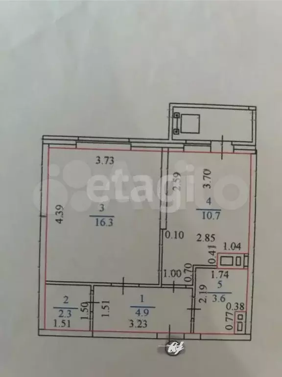 1-к. квартира, 39,8 м, 6/7 эт. - Фото 0