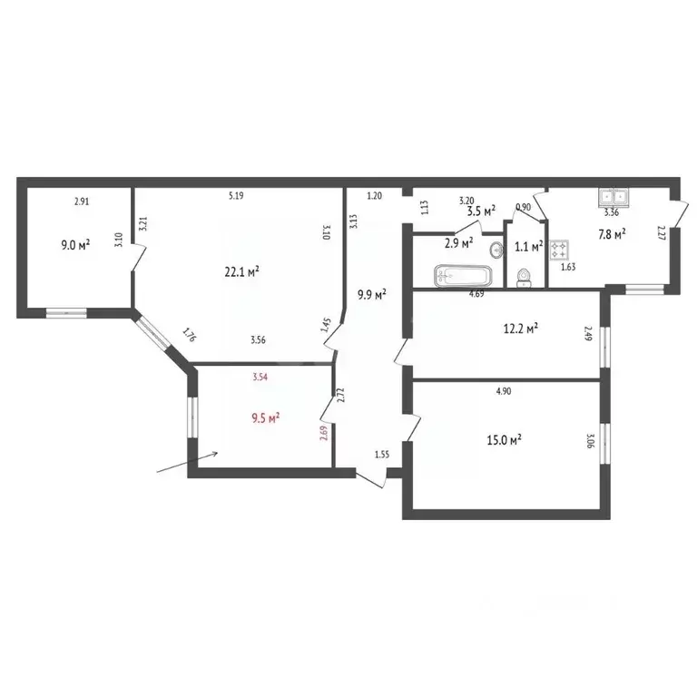 Комната Санкт-Петербург Малая Подьяческая ул., 8 (9.5 м) - Фото 2